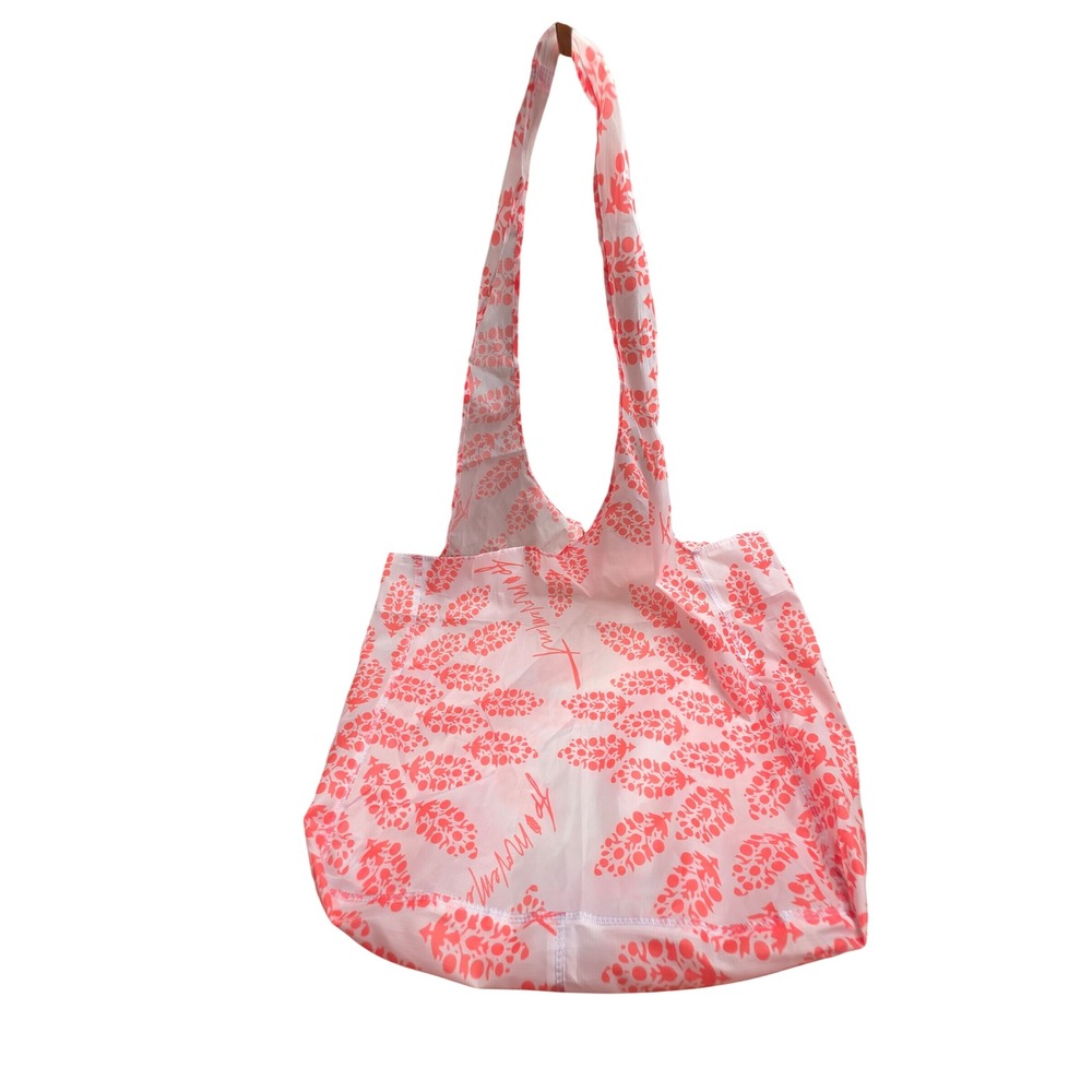 FP Movement Free People Coral Orange Floral Packable Reusable Tote Bag